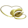 Heart-shaped LED flush mount ceiling light with interlocking gold rings and warm glow