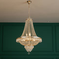 Gold crystal beaded multi-tier chandelier with teardrop hanging drops