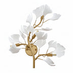 Ginkgo leaf wall light product view: gold base with white acrylic leaf petals