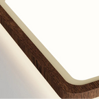 Walnut wood rim detail for square LED flush mount ceiling light