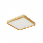 Light wood square LED flush mount ceiling light with white diffuser and light wood frame