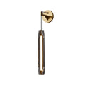 Tubular glass wall light with brass circular mount and clear cylindrical glass housing