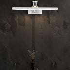 White tubular LED wall sconce with adjustable linear light bar and mounting bracket