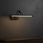 Black tubular LED wall sconce with adjustable light bar and slim wall mount