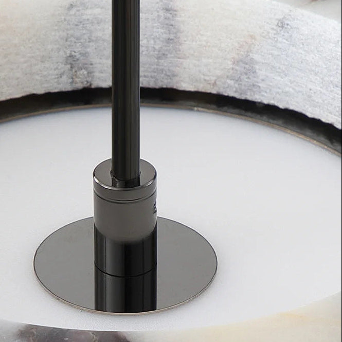 Round ceiling base and black metal pole for marble drum pendant light
