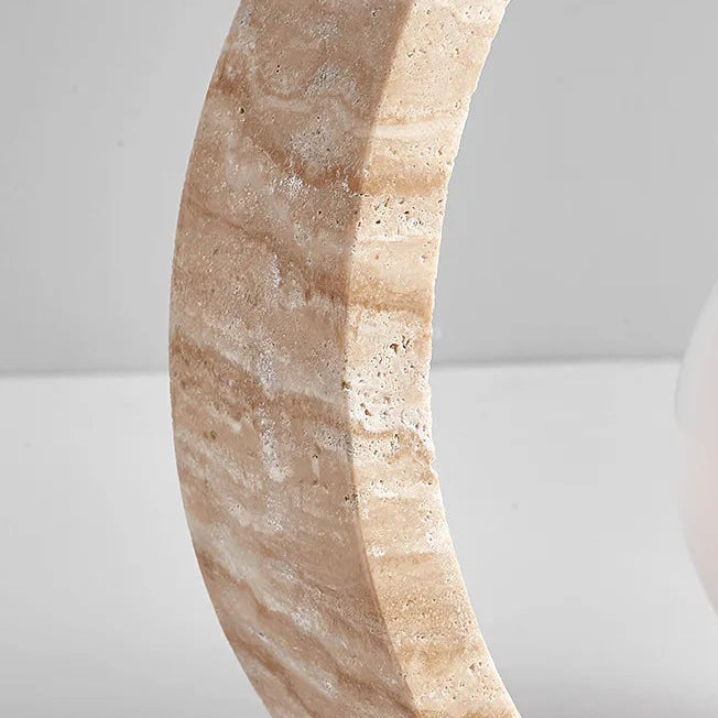 Textured travertine-look ring frame for round globe table lamp