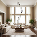 Industrial spiral cylinder chandelier with black canopy and wire cage glass shades