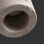 Travertine cylinder pendant light shade interior, speckled off-white opening