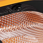 Orange and silver textured reflector inside a spotlight ceiling light
