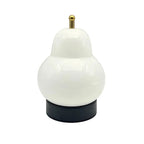 White gourd-shaped desk lamp with gold stem and dark round base.
